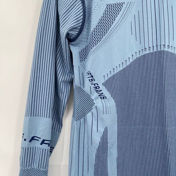 Iets Frans Blue Seamless Long Sleeve Ribbed Knit Bodycon Mini Dress Size Large - Picture 1 of 8